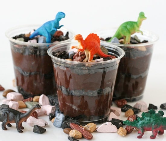 Dinosaur Dirt Cup Party Treats - Dinosaur Birthday Party