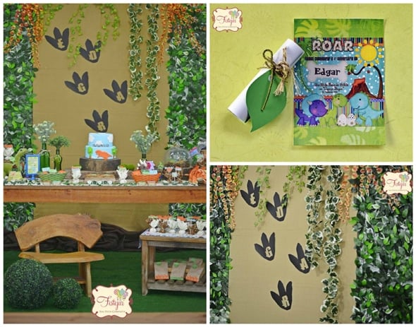 Dinosaur Footprint Backdrop - Dinosaur Birthday Party Ideas