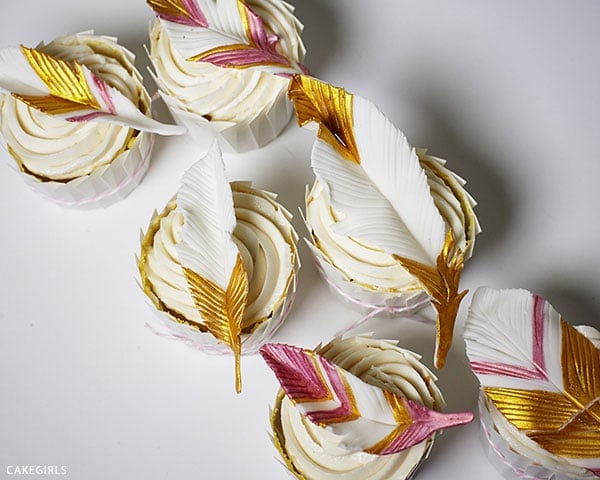DIY Gold Feather Cupcake Toppers - Boho Chic Party Ideas