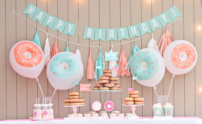 Mint and Coral Donut Birthday Party