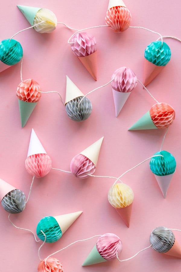 DIY Mini Ice Cream Cone Garland | Ice Cream Party Ideas