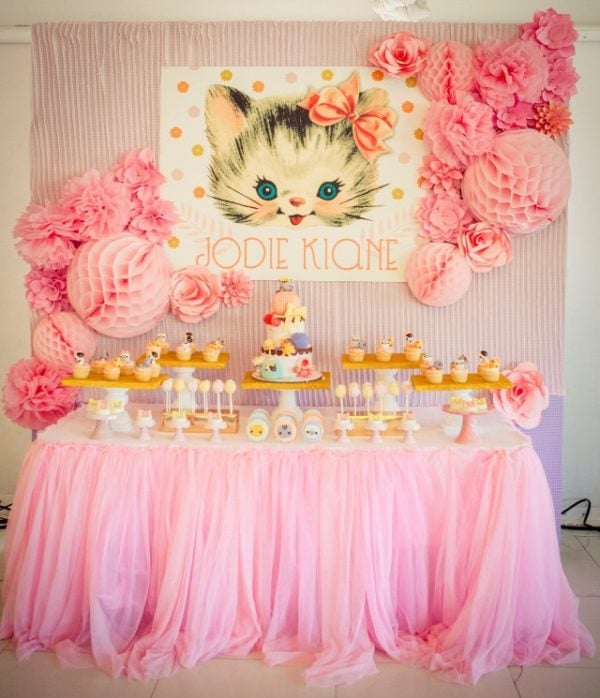 Vintage Cat Party Dessert Table