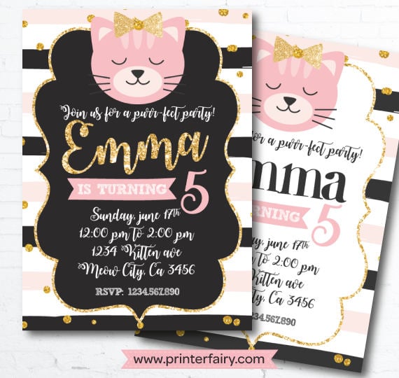 Kitty Cat Printable Invitations | Cat Party Ideas