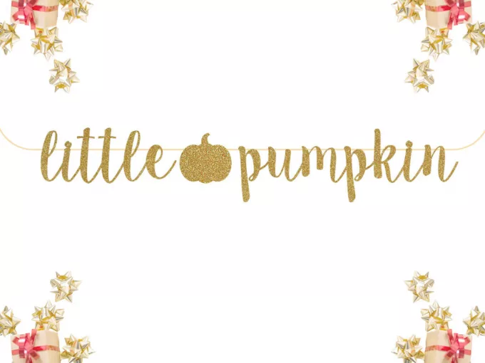 Little Pumpkin Gold Glitter Banner