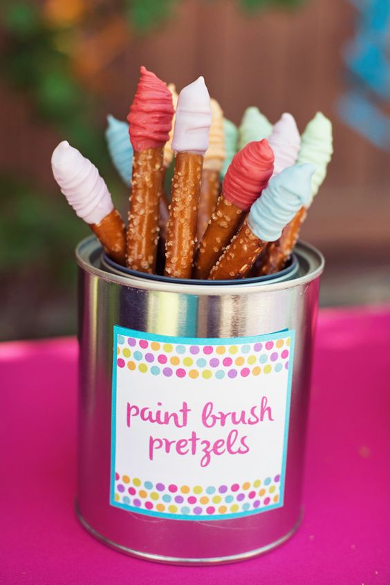 Paint Brush Pretzels | Paint Party Ideas