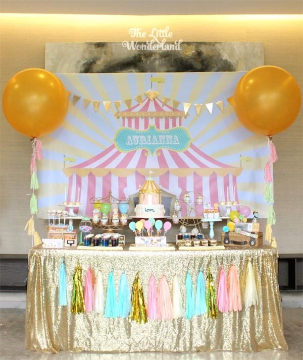 Pink Girly Carnival Dessert Table | Carnival Party Ideas