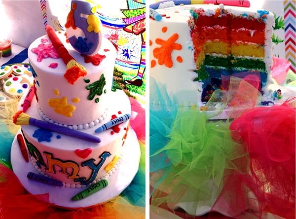 Rainbow Art Birthday Cake | Art Paint Party Ideas