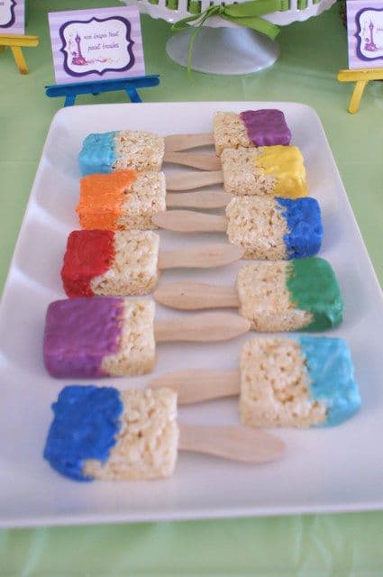 Rice Krispie Paint Brushes | Art Themed Party Ideas
