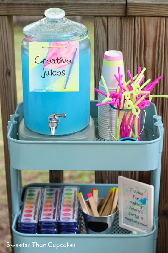 "Creative Juices" Beverage Station | Art Party Ideas