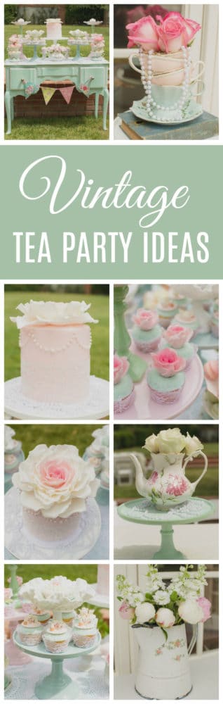 Mint and Pink Vintage Tea Party on Pretty My Party