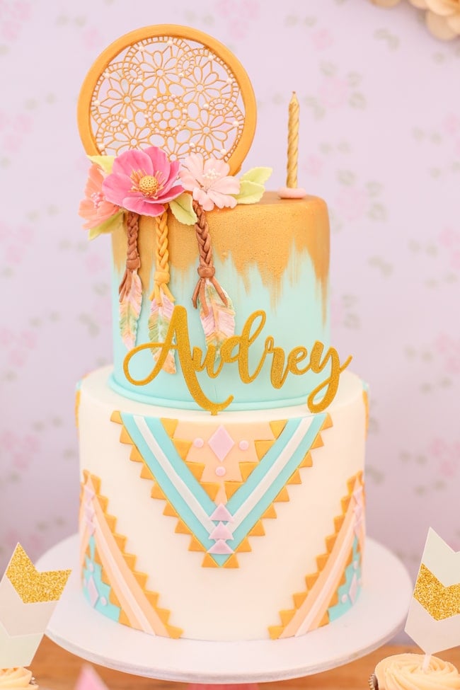 Twins Boho Themed 1st Birthday Party Dreamcatcher Cake