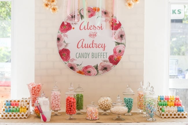 Twins Boho Themed 1st Birthday Party Candy Bar