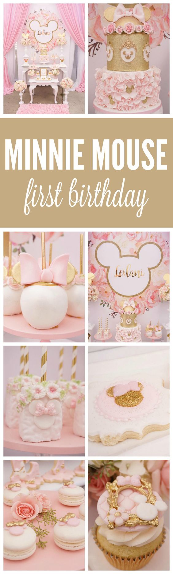 Pink and Gold Minnie Mouse First Birthday Party - Pretty My Party