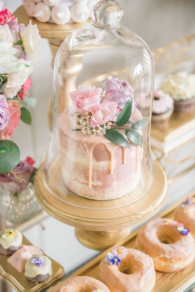 Garden Party Drip Cake with Flowers on Pretty My Party