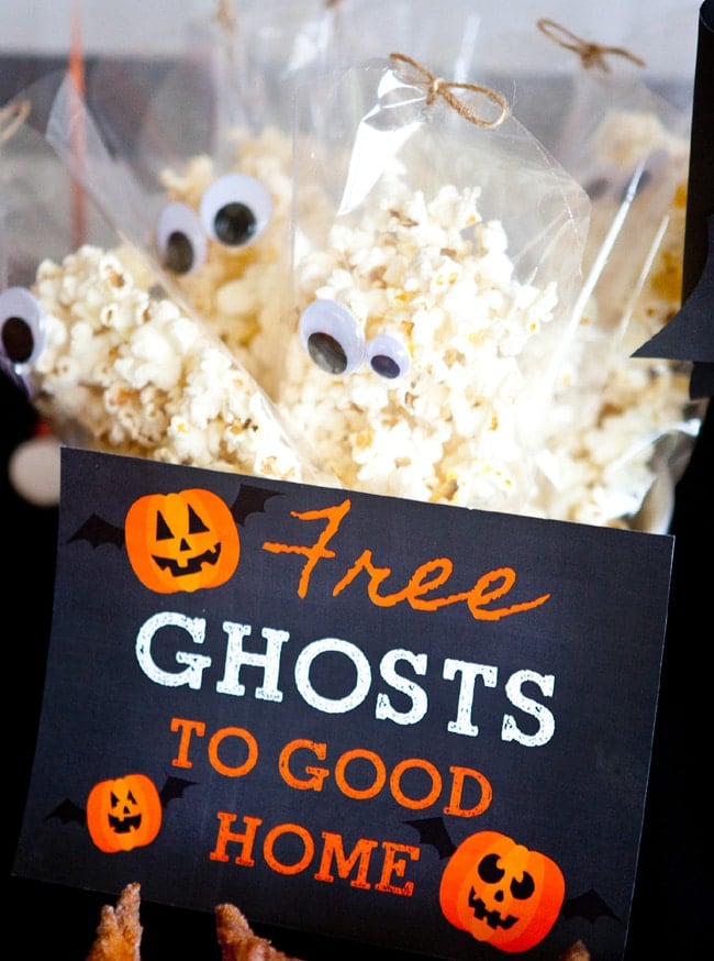 Free Ghosts To A Good Home Popcorn - Healthy Halloween Snacks