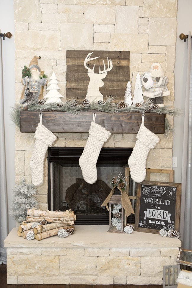 Rustic Christmas Fireplace Mantel