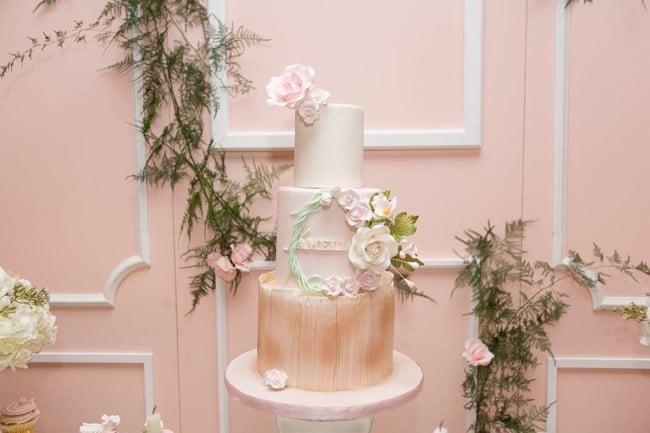 Blush Garden Themed Baby Shower Cake