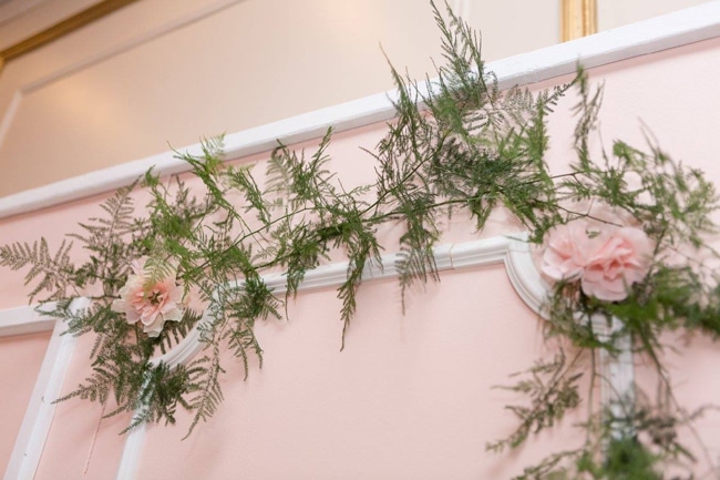 Pink floral best sale baby shower decorations