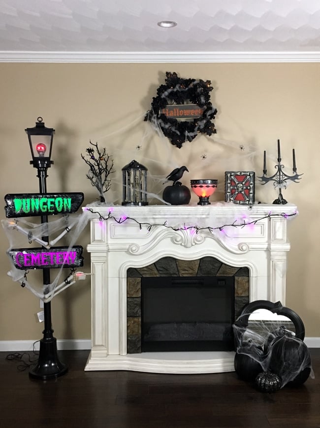 Spooktacular Halloween Fireplace Mantel Design