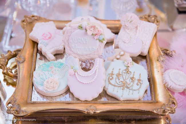 Gorgeous Marie Antoinette Baby Shower Cookies - Pretty My Party