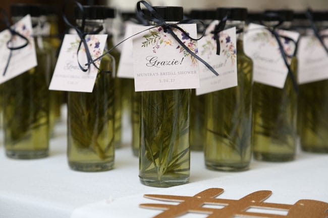 Chic Floral Themed Bridal Shower Brunch, Olive Oil Favors