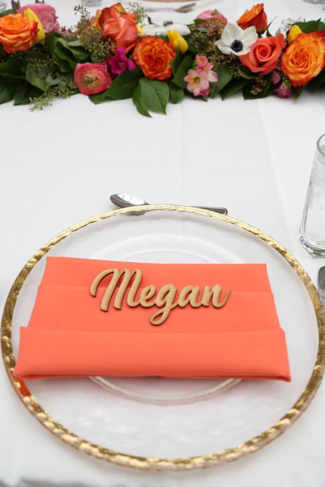 Chic Floral Themed Bridal Shower Brunch Name Place Setting