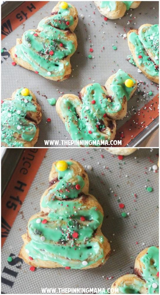 Easy Cinnamon Roll Christmas Trees for Kids Santa Breakfast