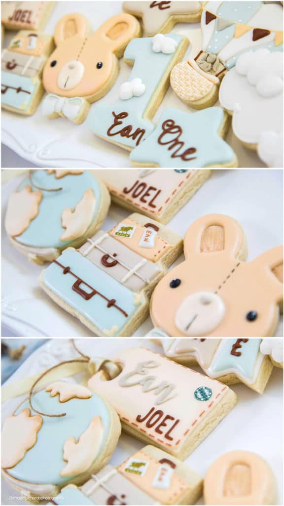 Boy's Hot Air Balloon First Birthday Cookies