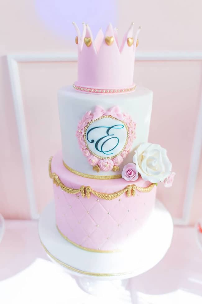 Pink and Gold Princess Party Birthday Cake