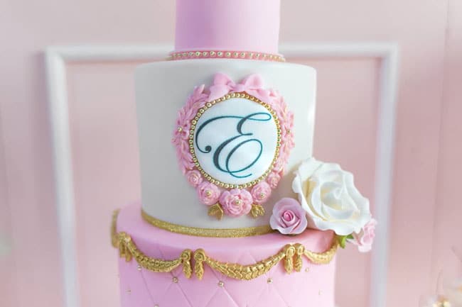 Pink and Gold Princess Party Birthday Cake