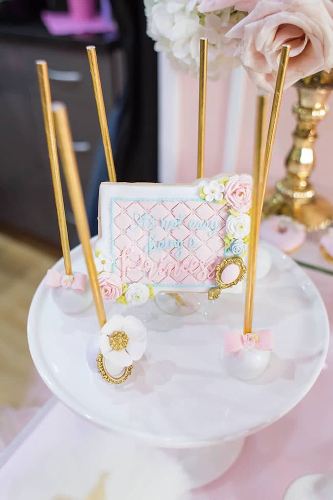 Pink and Gold Princess Birthday Party Cake Pops