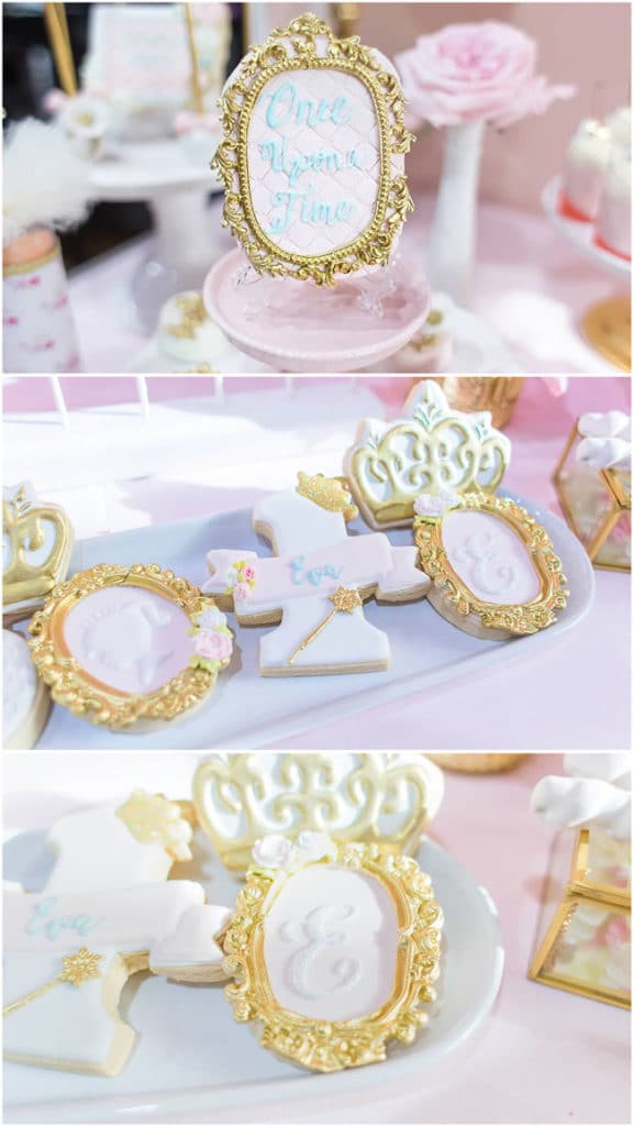 Pink and Gold Princess Party Cookies