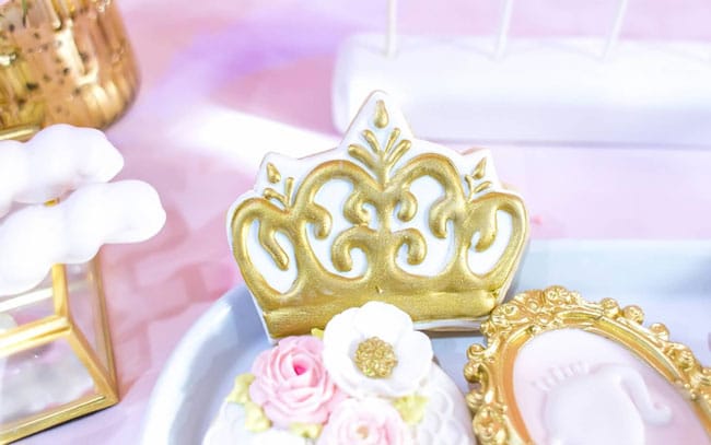 Pink and Gold Princess Party Cookies