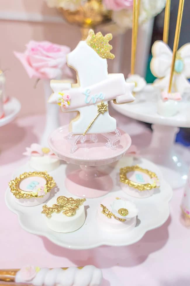 Pink and Gold Princess Birthday Party Desserts