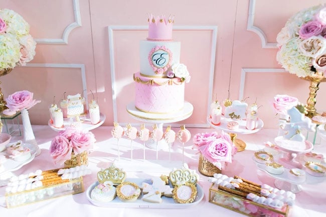 Pink and Gold Princess Cake