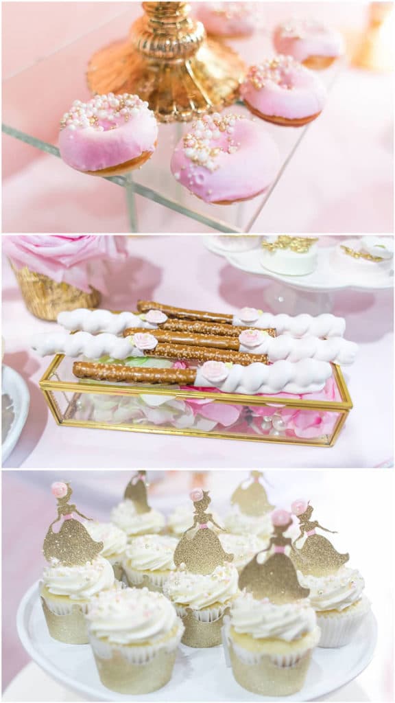 Pink and Gold Princess Party Desserts