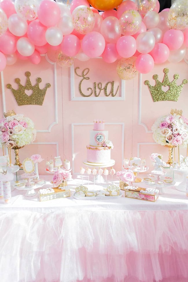 Princess First Birthday Welcome Sign - Pink and Gold Table Decor