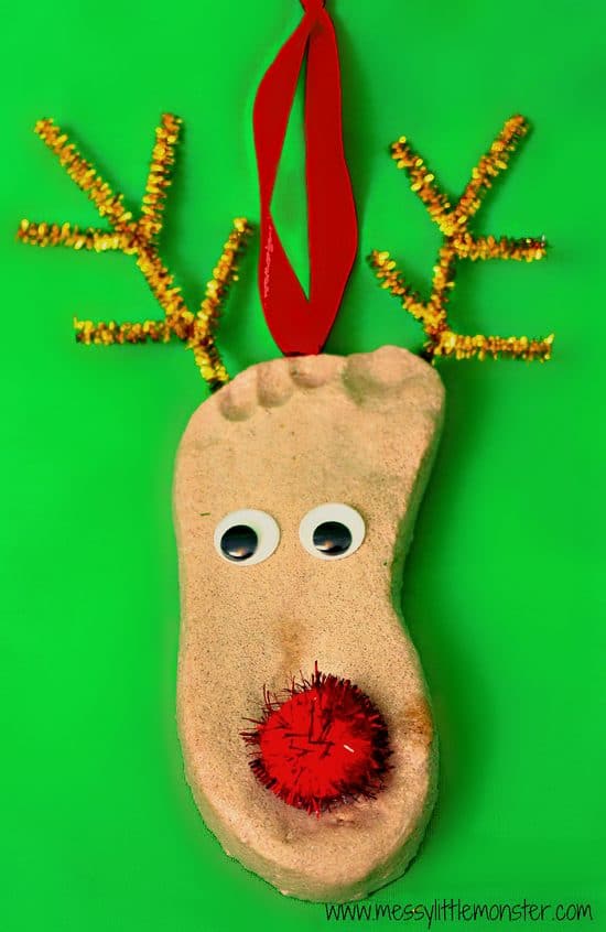 Salt Dough Reindeer Foot Print Ornament