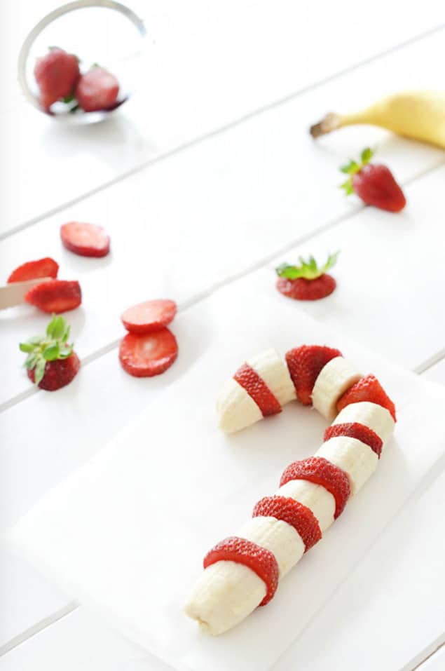 Strawberry Banana Candy Cane for Kids Santa Breakfast
