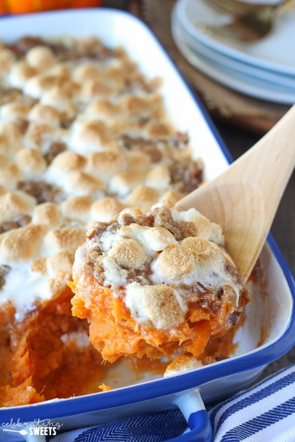 Sweet Potato Casserole with Marshmallow and Streussel