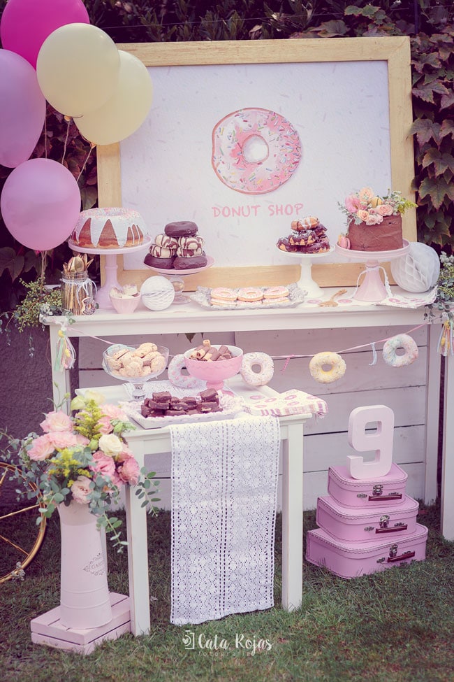 Vintage Donut Birthday Party Dessert Table