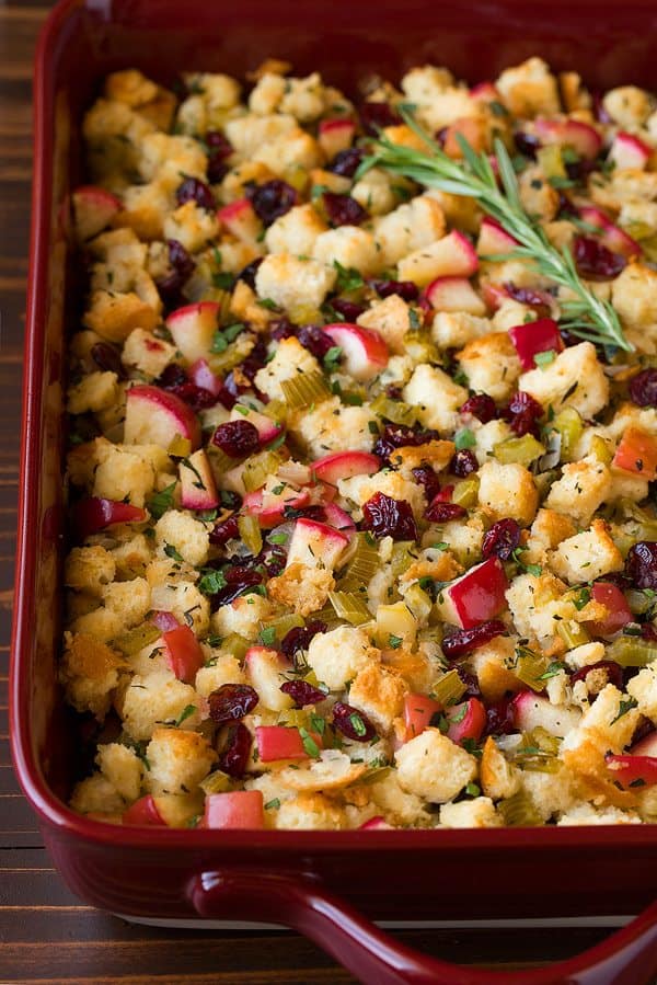 Apple, Cranberry and Rosemary Stuffing for Thanksgiving