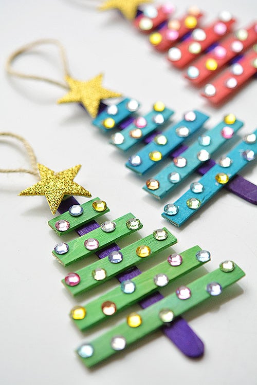 DIY Popsicle Stick Christmas Tree Ornaments - DIY Christmas Ornaments For Kids