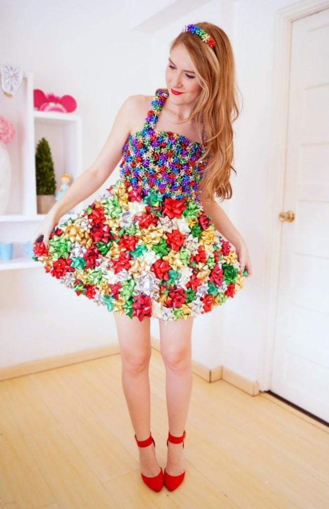 DIY Bow Dress - 16 Totally Unforgettable Ugly Sweater Party Ideas