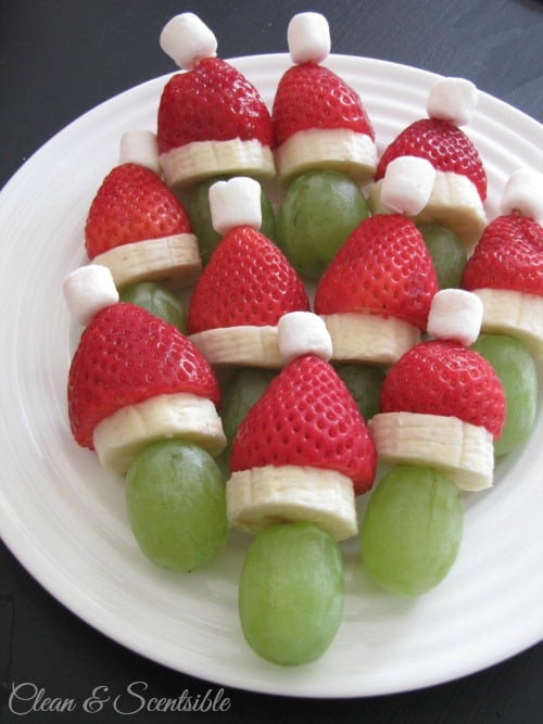 Grinch Fruit Kabobs for Kids Santa Breakfast