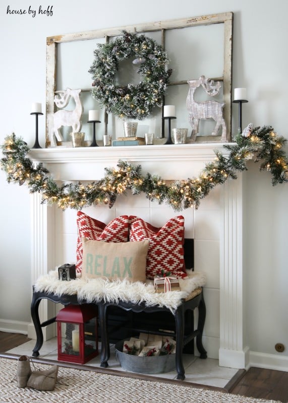 Rustic Christmas Fireplace Mantel