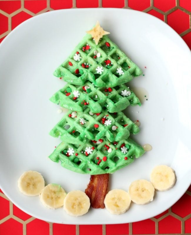 Christmas Tree Waffle for Kids Santa Breakfast