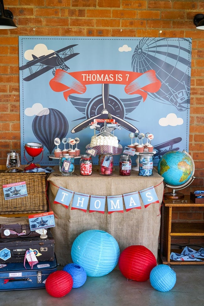 Vintage Airplane Birthday Party Dessert Table