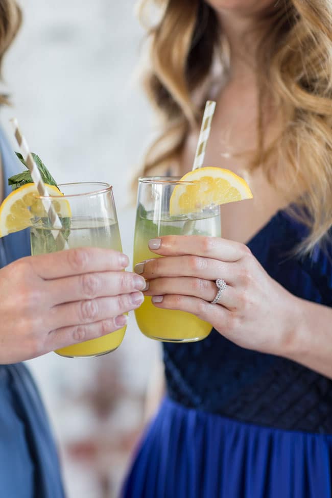 Modern Navy and Yellow Bridal Shower Drinks