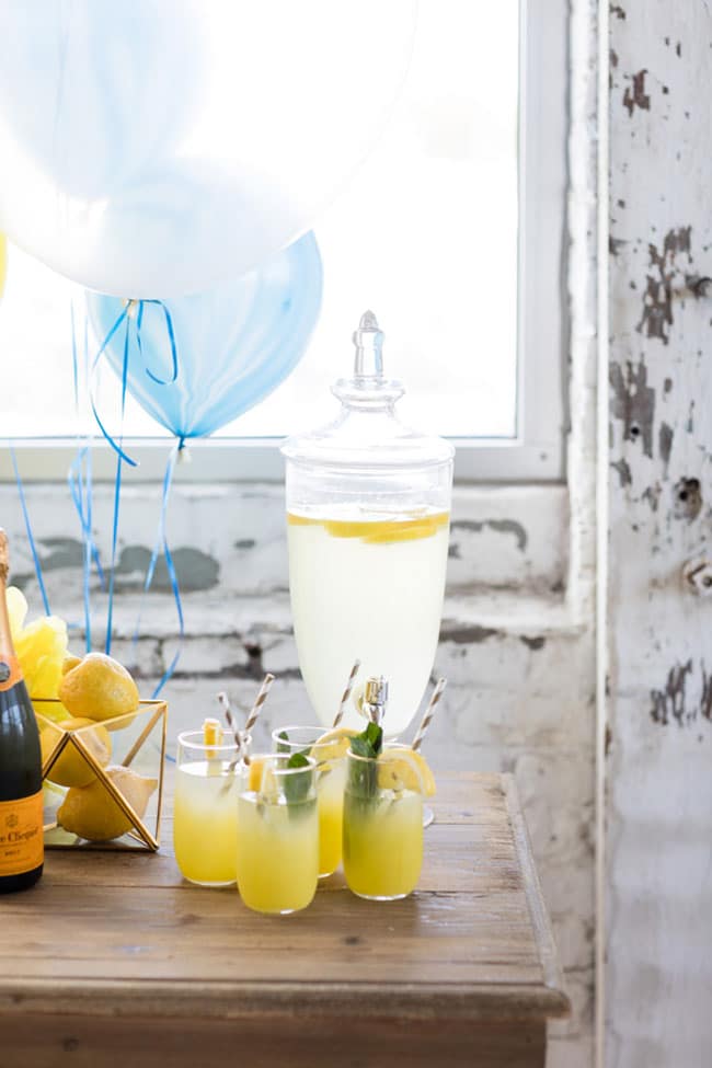 Modern Navy and Yellow Bridal Shower Drink Station
